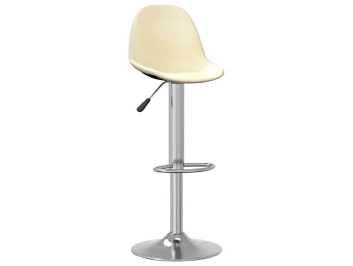 Barhocker, 2-teilig, mit cremefarbenem Stoff, höhenverstellbar, Basis aus Barhocker, 2-teilig, cremefarbener Stoff, höhenverstellbar, Sockel aus verchromtem Stahl, integrierte Fußstütze