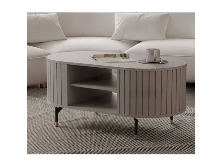 Table basse SENTO - Table de salon - 104x47x56 cm - avec 2 étagères - Cachemire