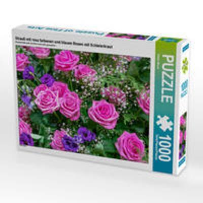CALVENDO Puzzle Strauß mit rosa farbenen und blauen Rosen mit Schleierkraut 1000 Teile Lege-Größe 64 x 48 cm Foto-Puzzle Bild von Dieter Meyer
