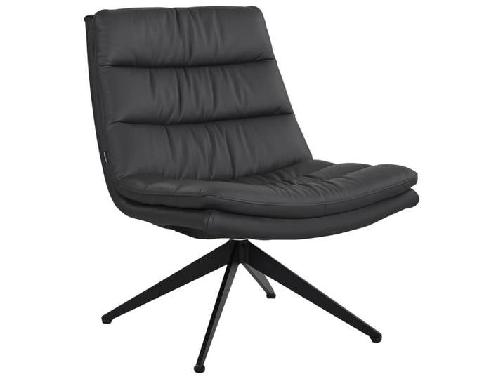 Dieter Knoll Designsessel, Dunkelgrau, Metall, Echtleder, Rindleder, 62.5x82x80 cm, Sitzfläche 360° drehbar, Wohnzimmer, Sessel, Sonstige Sessel