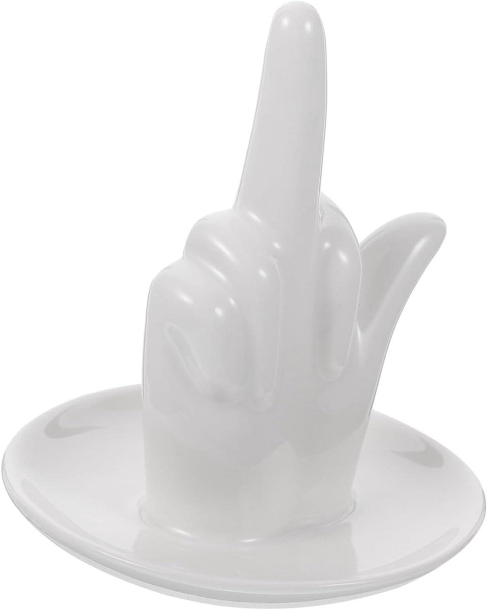 Wit Keramisch Dienblad Handvorm Design Sieradenhouder 185 gram