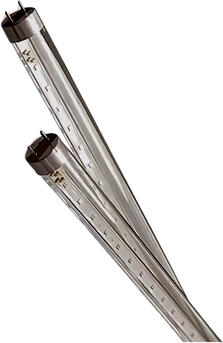 "25 pack of the Ushio Indiglow LED T8 Black Light Universal 48"" Tube, 15W, 405nm, Ballast Compatible or Bypass, 120–277V - 3000742"