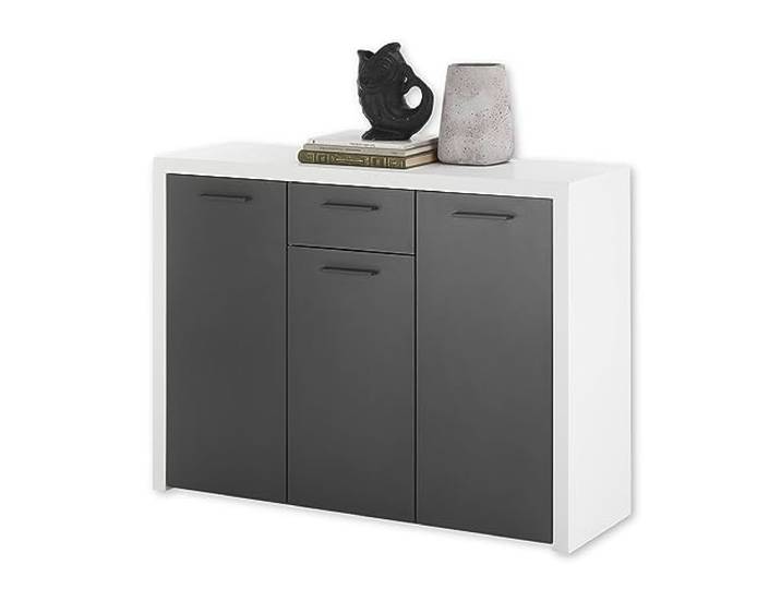 MODICA Sideboard in Weiß, Anthrazit - Moderne Kommode mit Schublade und viel Stauraum - 119 x 88 x 38 cm (B/H/T)