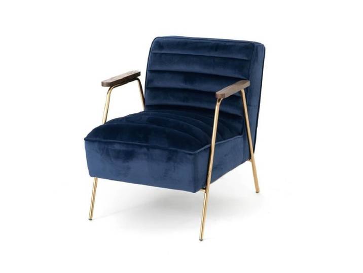 Fauteuil en velours bleu Hutch - Amadeus