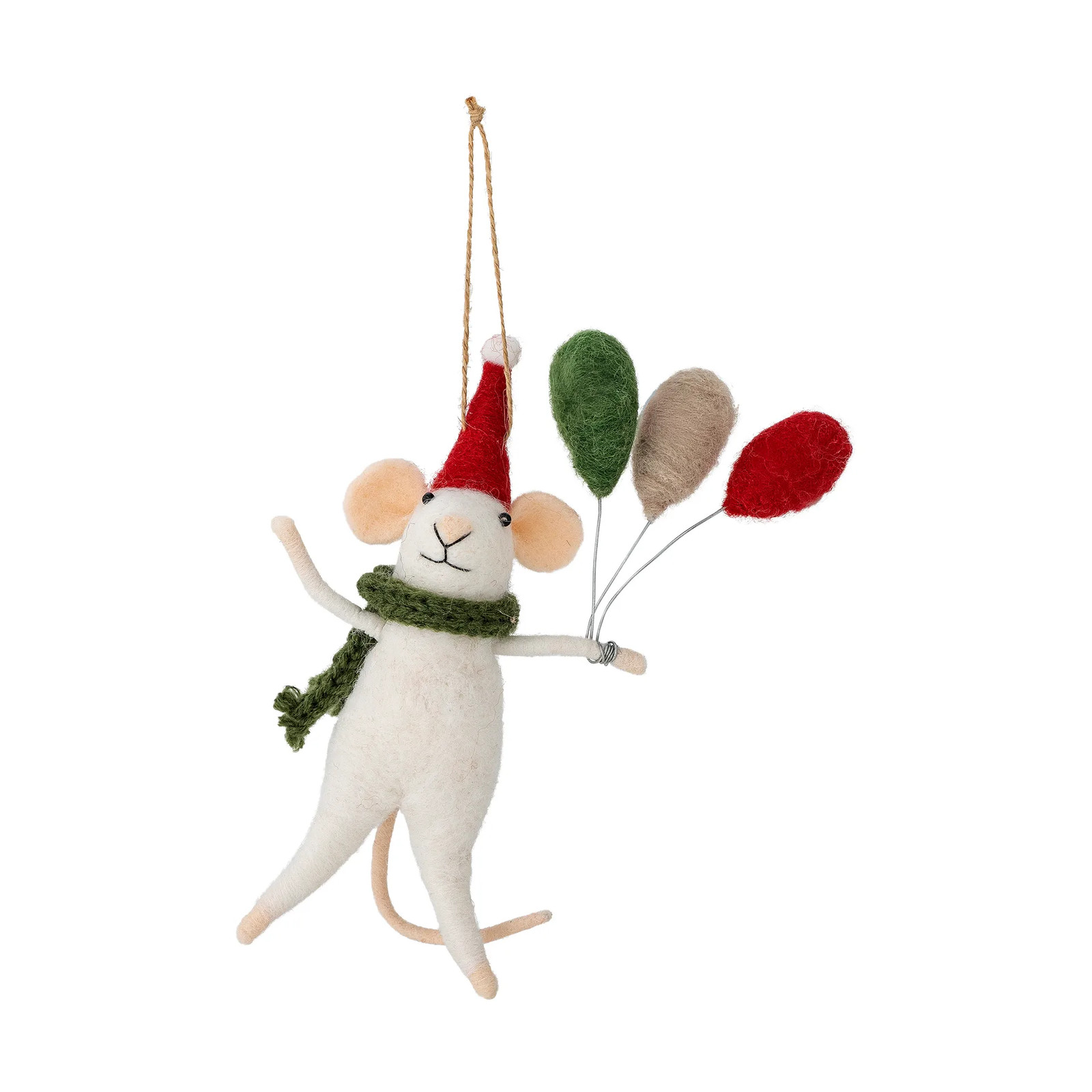 Bloomingville Peo kerstornament diersfiguur van wit textiel
