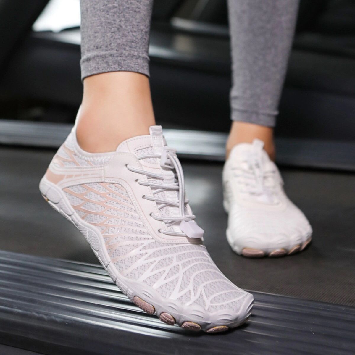 INF Five-Finger-Strandschuhe - Gummi + Mesh atmungsaktive Wasserschuhe, Low-Cut Schlupf, Weiß, ideal zum Schwimmen und für 40