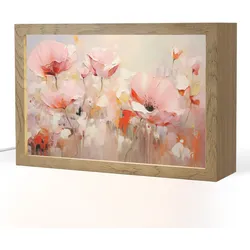 TISCHLEUCHTE Blumen - Aquarell - Rosa - Abstrakt - Kunst Nachtlicht 30x20 cm
