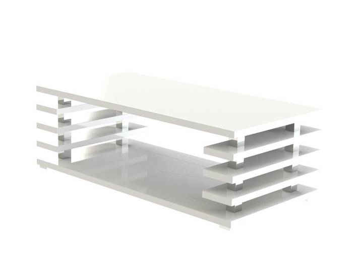 designimpex Couchtisch Carl Svensson DC-3 Wohnzimmertisch Tisch Weiß Hochglanz