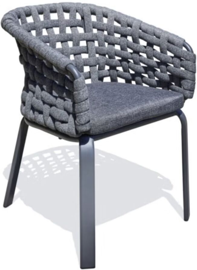 Paris Garden Fauteuil de jardin CAMARGUE en corde tissée et aluminium gris anthracite DCB Garden