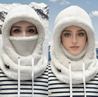 Inspire Curations Thermal Fleece Balaclava Ski Mask Windproof Adjustable Winter Face & Neck Cover white