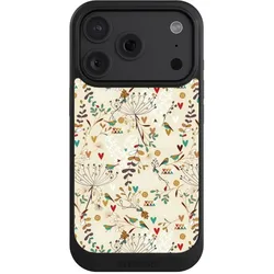 Nivocase Hülle für Apple iPhone 18 Pro Handyhülle NIVOcore Case Schwarz Blumen Retro Vogel (Apple iPhone 18 Pro), Smartphone Hülle, Schwarz