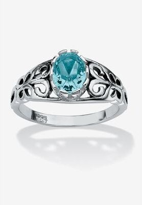Sterling Silver Swirl Simulated Birthstone Ring by PalmBeach Jewelry in December (Size 6)