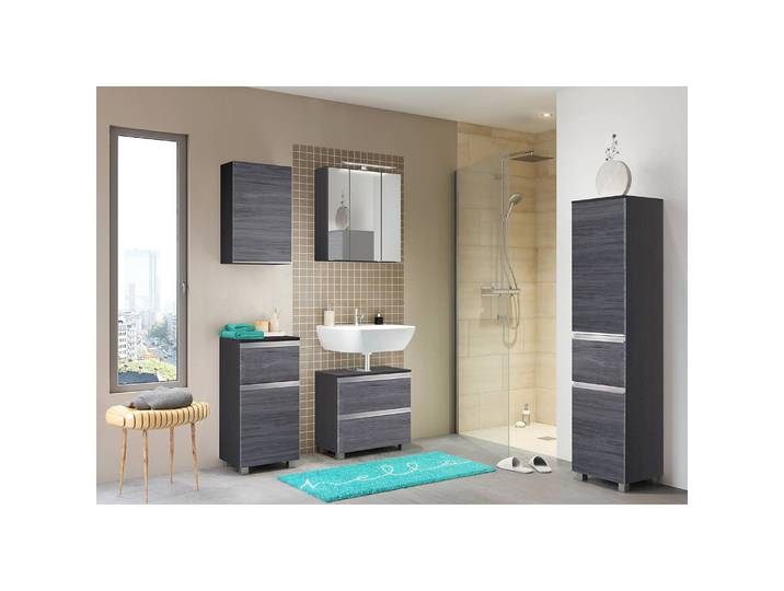Waschbeckenunterschrank 60 x 59 x 35cm Multicolor/Rauchsilber/Graphit