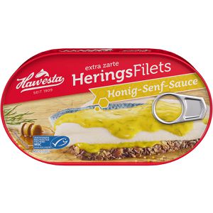 Hawesta Fischkonserve extra zarte Heringsfilets, in Honig-Senf-Sauce, MSC zertifiziert, 190 g