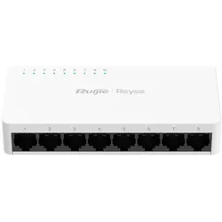 Ruijie 8-Port Gigabit unmanaged Switch, 8 Gigabit RJ45 Ports, Plastic Case (8 Ports), Netzwerk Switch, Schwarz