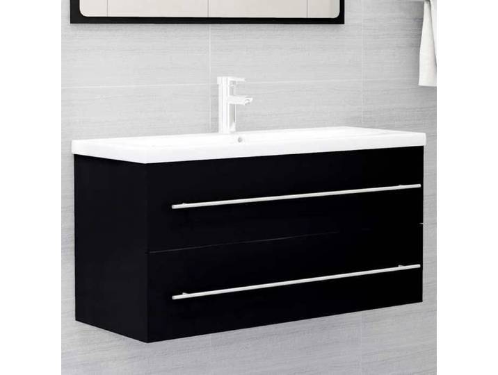 Meilleure MEUBLE Armoire d'évier Noir 100x38 5x48 cm Bois d'ingénierie&01_4742