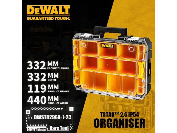 DEWALT TSTAK ™ Boîte de rangement IP54 2.0 DWST82968-1-23 - Rangement et organisation d'outils