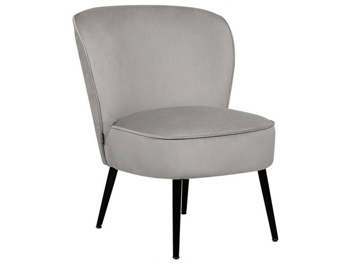 SESSEL Samtstoff hellgrau/schwarz Voss