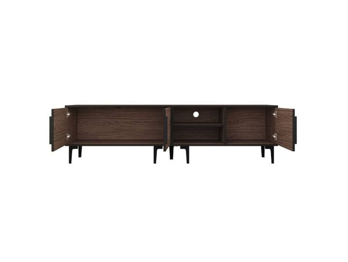 Meuble tv en aggloméré avec rangement noyer foncé 180x35x49 cm