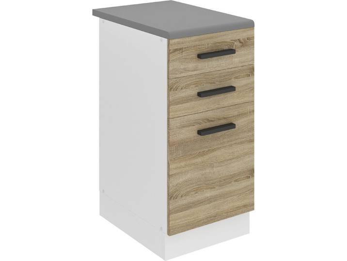 Belini élément bas de cuisine\, élément bas de cuisine largeur 40 cm. SDSZ Meuble bas de cuisine avec plan de travail. Armoire de cuisine avec tiroirs\, chêne Sonoma