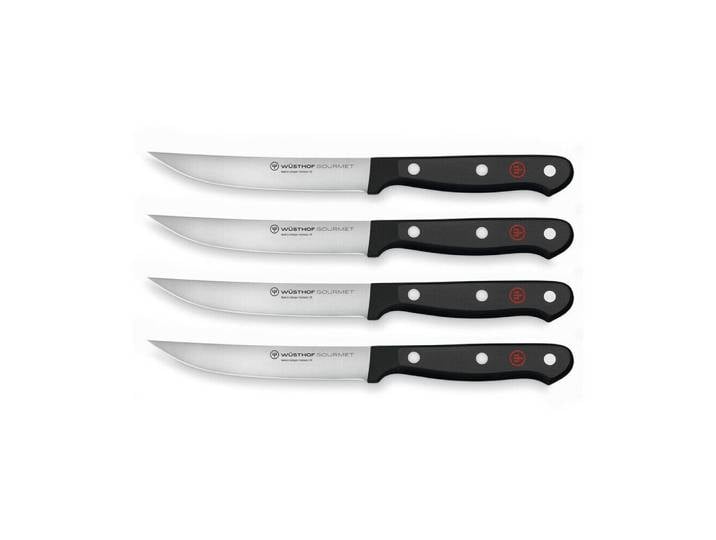 WÜSTHOF Steakmesser Steakmesser-Set 4-tlg. Gourmet schwarz (4 Stück), Steakmesser-Set, 4-tlg., 23,40cm, Spezialkunststoff, schwarz