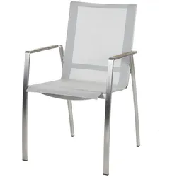 Diamond Garden Stapelstuhl VENEDIG, Edelstahl / Sunproof Sling Silber/Weiß - Auslaufartikel
