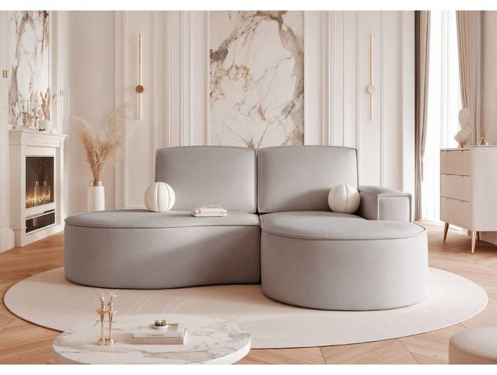 yourhouse24 Ecksofa Kompakte Design-Couch SOFIA L – Organischer Look & Bonell-Federung