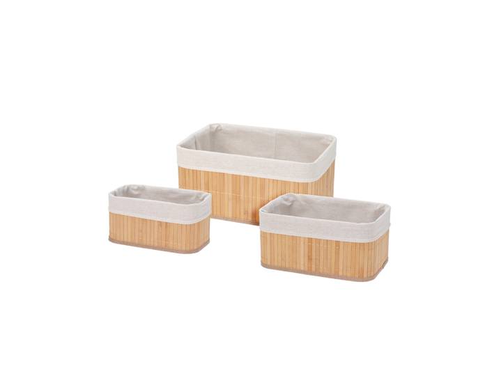 Aufbewahrungskorb Bambus Set 3-teilig natur/beige