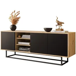 TV-SCHRANK SANAYI II mit Regalen Eiche Artisan/Schwarz