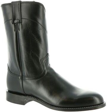 "Justin Boots Jackson 10"" Roper Toe - Mens 10 Black Boot B"