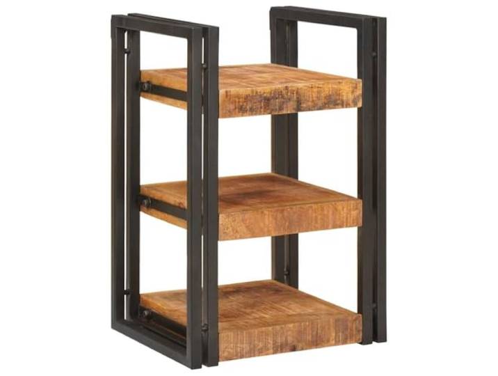 KTHLBRH Nachttisch 2 Stück Braun Schwarz Massivholz Mangoholz Rechteckige Form, kompakte Größe, elegantes rustikales Design, vielseitiges Zimmermöbel