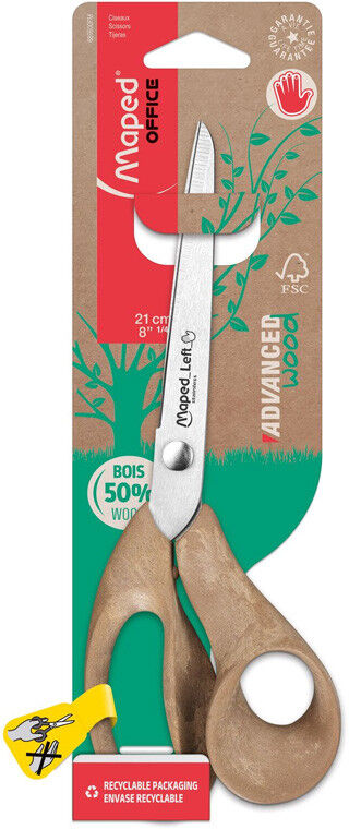 Ciseaux gaucher Advanced Wood asymétriques bouts pointus 21 cm - Maped