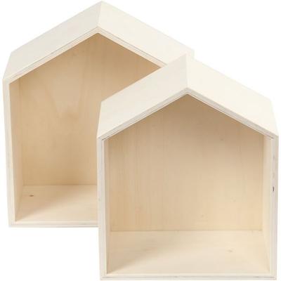 Creativ Company Aufbewahrungskästen Holz, Häuser, 2er Set