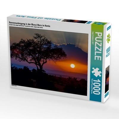 Sonnenuntergang in der Masai Mara in Kenia (Puzzle)
