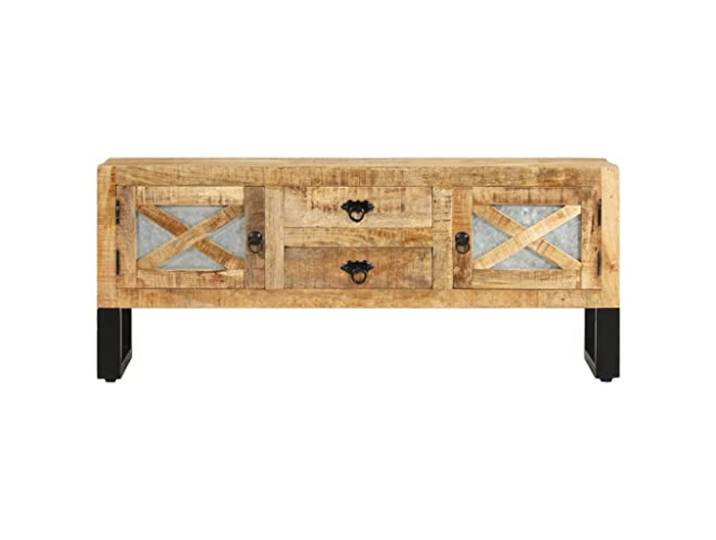 KGHERMDF TV-Schrank 110x30x45 cm Raues Mangoholz Industrieller Stil, Vintage Charme, Stauraum für Multimedia, Handwerkliche Verarbeitung