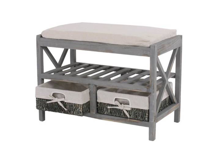 etagere a chaussures banc banquette avec tiroirs de rangement look shabby vintage 45x65x34cm gris 04_0005160