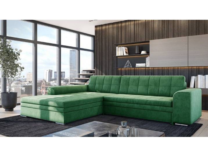 Fun Möbel Ecksofa Schlafsofa LUSAKA mit Ottomane in Stoff, Rundumbezug, Ottomane Links oder Rechts