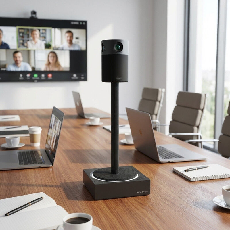 Innex Omni Caméra conférence 360° Caméra de conférence 360° avec microphones intégrés et capture vidéo panoramique, conçue pour les réunions hybrides.