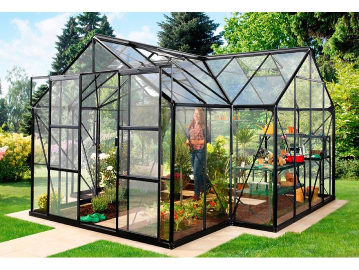 Gewächshaus VITAVIA Sirona , schwarz, B:381cm T:381cm, Gewächshäuser, Gewächshaus