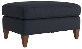 Cameron Leather Ottoman - Navy Leather, Navy Sierra - Ballard Designs