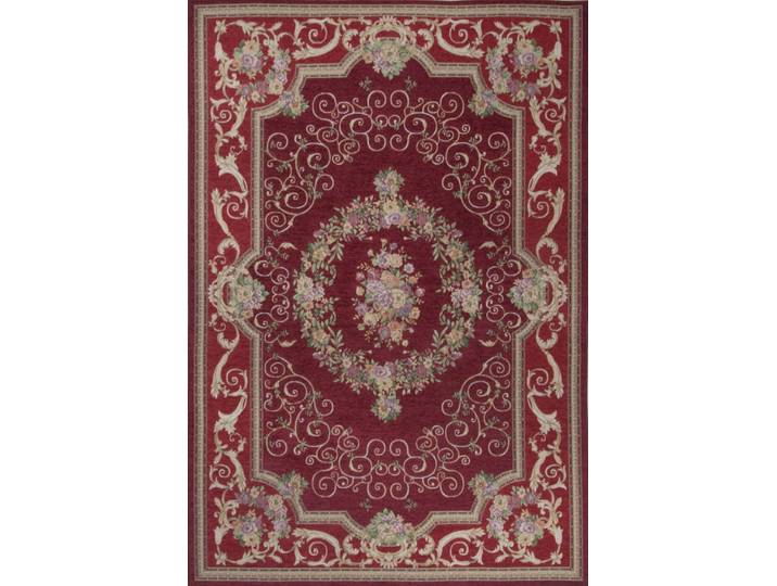 Tapis aubusson floral tissé plat - Rouge 70x120 cm