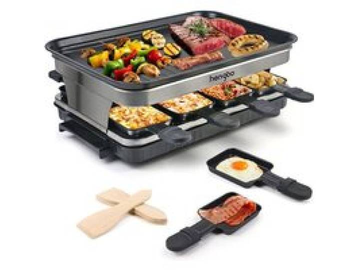 Appareil A Raclette 8 Personnes Service A Raclette Avec Revêtement Anti-Adhésif Plaque De Cuisson 8 Poêlons Antiadhésifs 4 S[PE468]