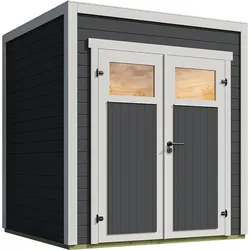 Weka Design-Gartenhaus Batu - 28 mm - Modern Storage 200 x 200 cm (Batu 1) dunkelgrau Rahmen-Doppeltür