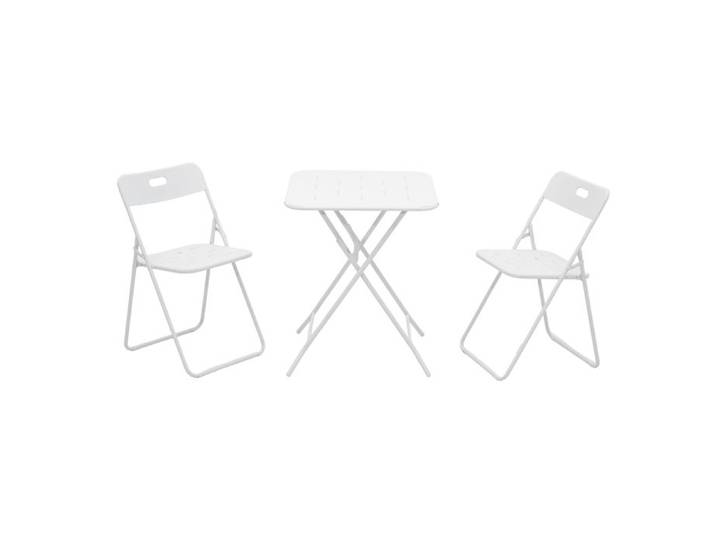 Ensemble extérieur 3 pièces - 2 chaises et table - Pliable - Revêtement écologique - pour appartement/balcon/terrasse/jardin - blanc