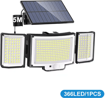 Uplift Curations 366 LED Solar Motion Sensor Outdoor Security Lights With 3 Heads Waterproof Garden Flood Light 366 Led 1pc