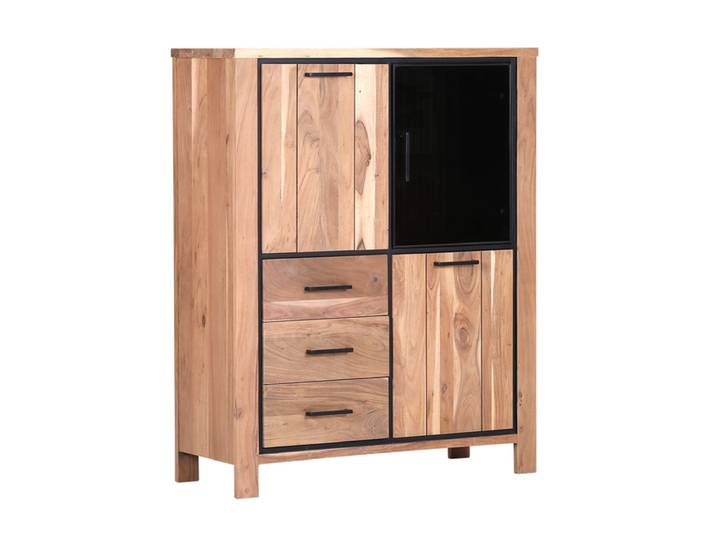 Highboard AKAZIO, Holz/Metall/Glas, 110 x 44 x 136 cm, Akazie...