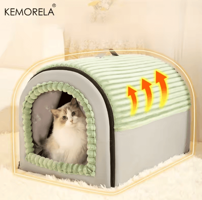 Inspire Picks KEMORELA Thickened Enclosed Pet Bed All Season Portable Dog House & Cozy Cat Tent green xl