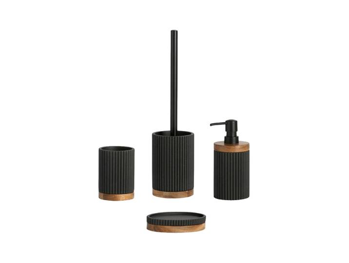 Schickes 4-teiliges Bad-Set „Fabian“ – Schwarz Akazienholz Schwarz, Natur Andrea House