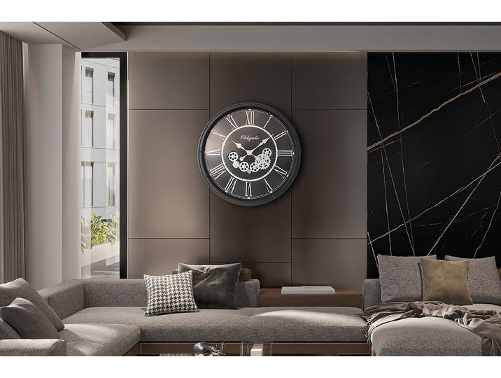 Wanduhr Eleonora Acrylglas / Klarglas Ø 76cm Schwarz