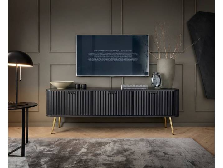 Designer TV Lowboard Zelo - Weiß - Schwarz - Luxusbetten24